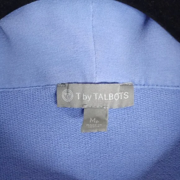 *SOLD* T By Talbots Womens Pullover Sweater M Petite Cotton Blue Long Sleeve - Picture 4 of 7
